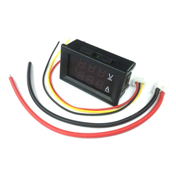 Digital Voltmeter - Ammeter, 100 V 10 A, red - green display, shunt included